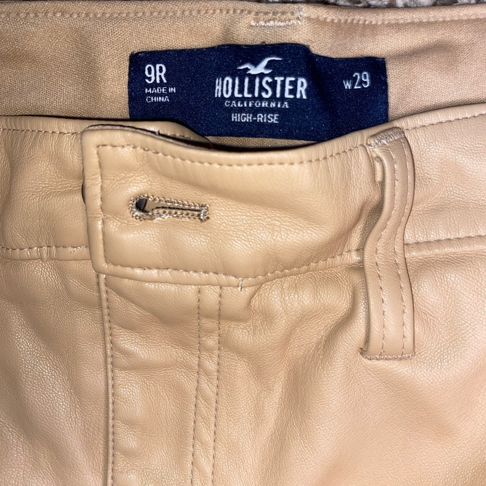 Hollister khaki faux leather pants